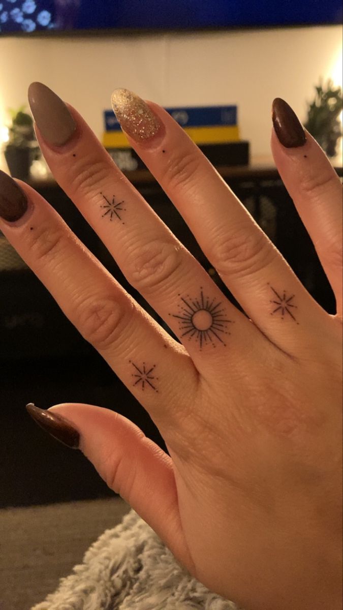Philippines Flag 3 Stars & a Sun Finger Tattoo