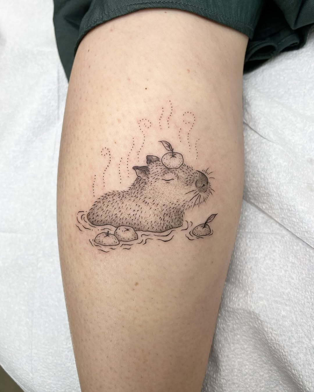 Charming capybara soaking in a peaceful bath