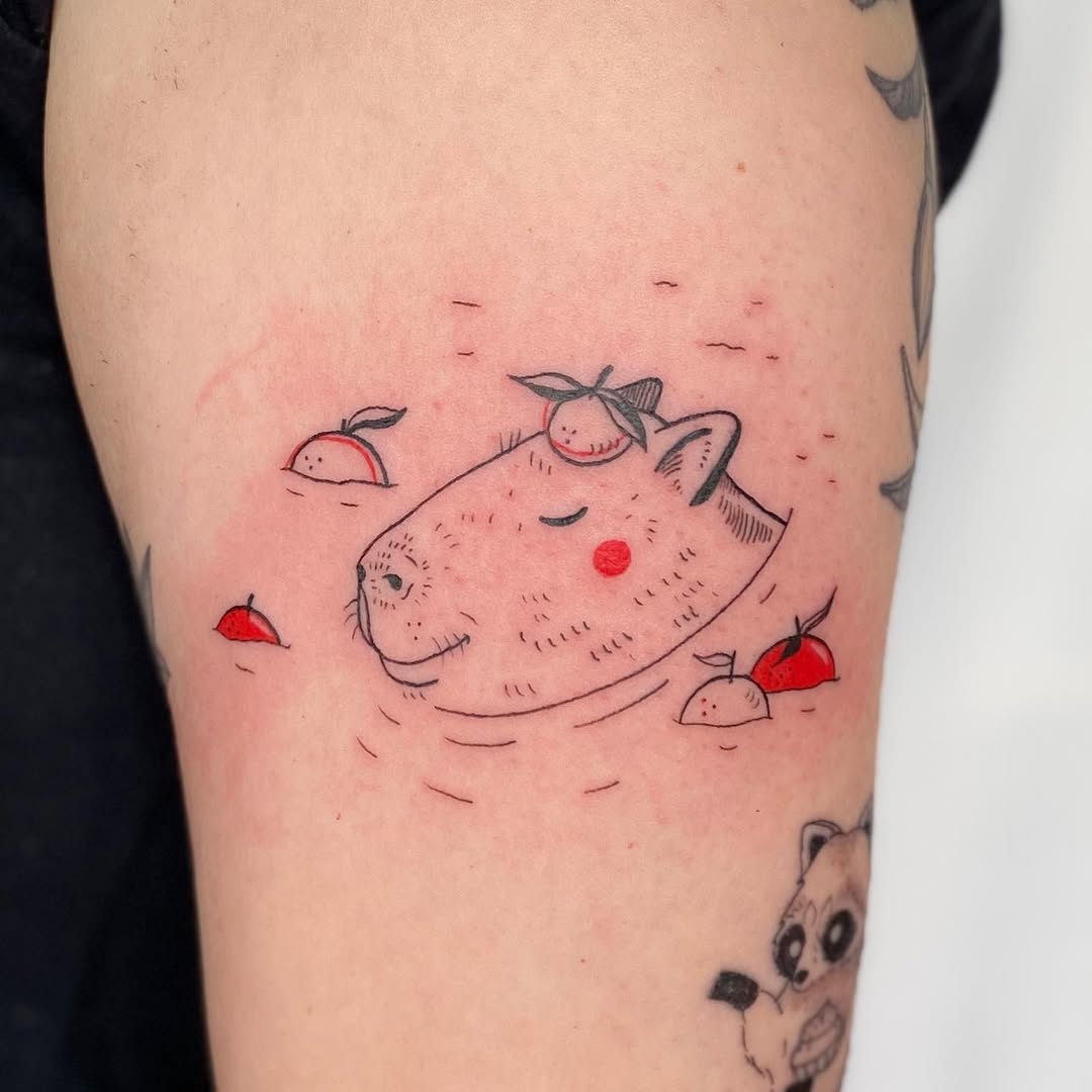 Adorable capybara enjoying a peaceful swim