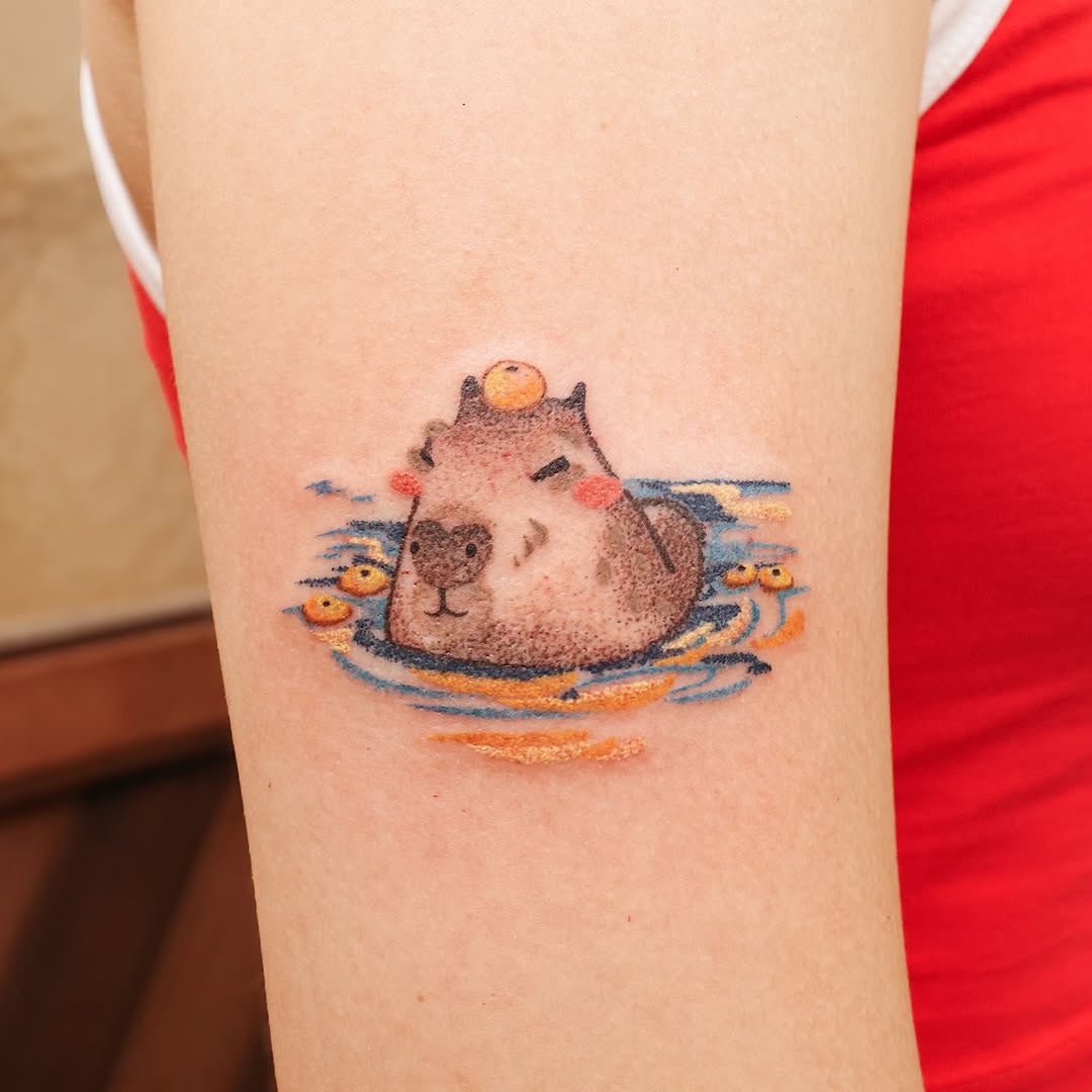 Charming capybara enjoying a serene water scene
