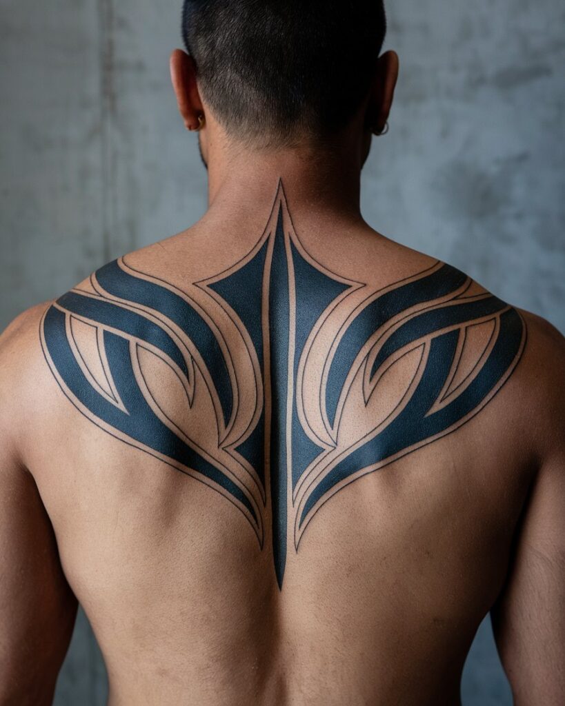 Tribal Upper Back Tattoo