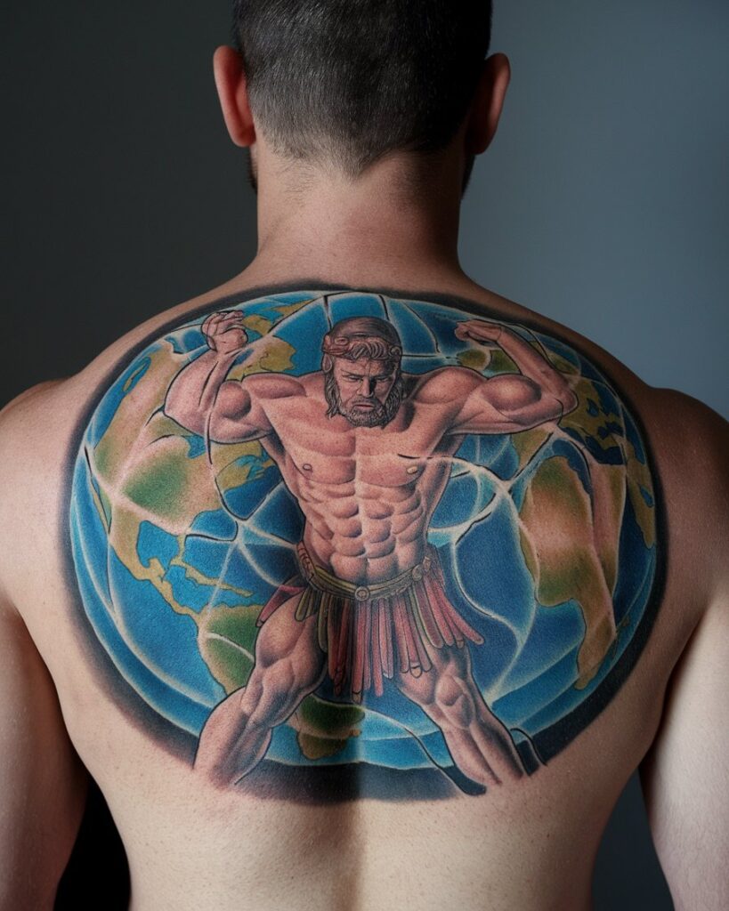 Upper Back Atlas Tattoo