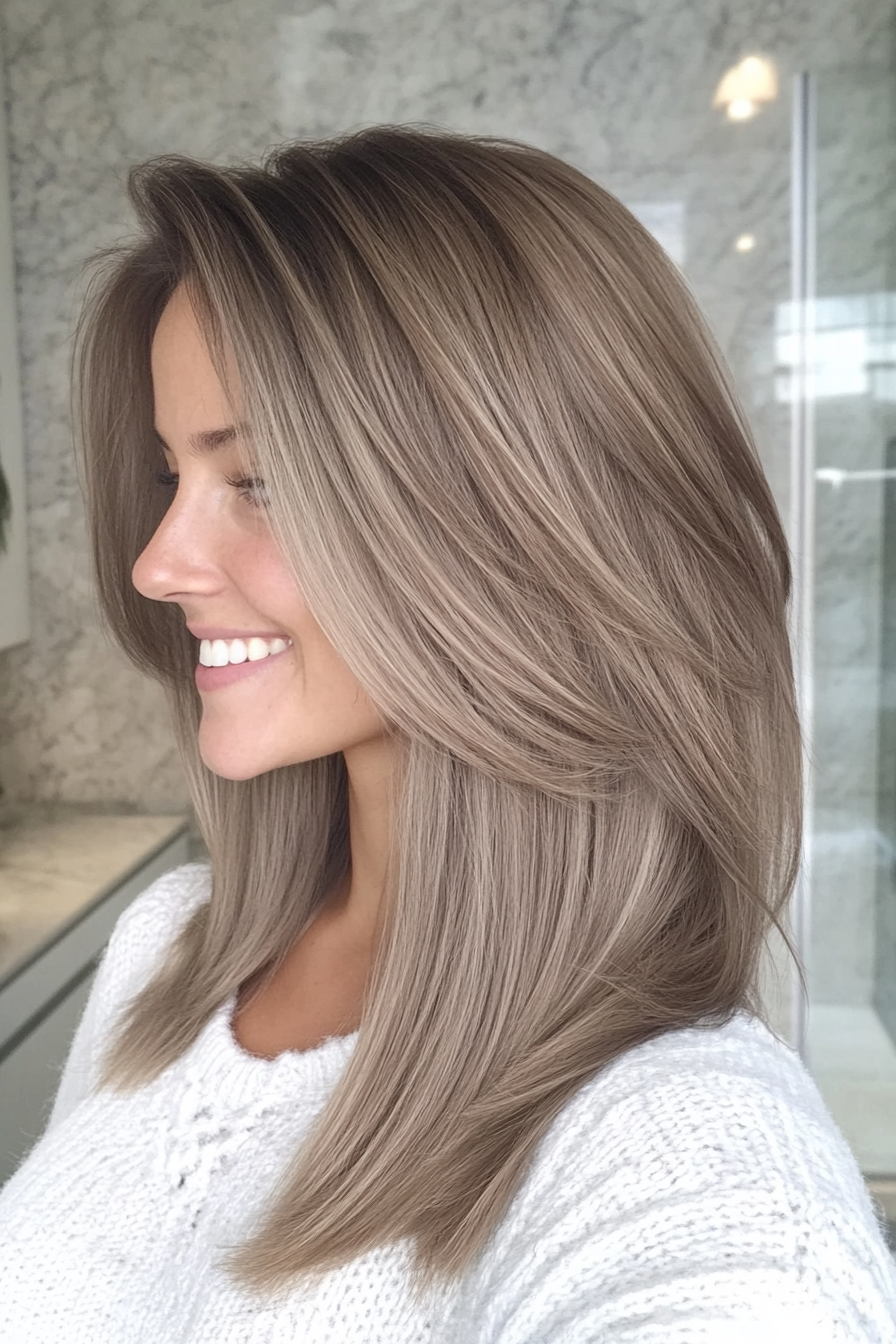 3. Mid-Length Ash Brown Cut with Wispy Ends (Straight Hair Haircuts) - Straight Hair Haircuts
