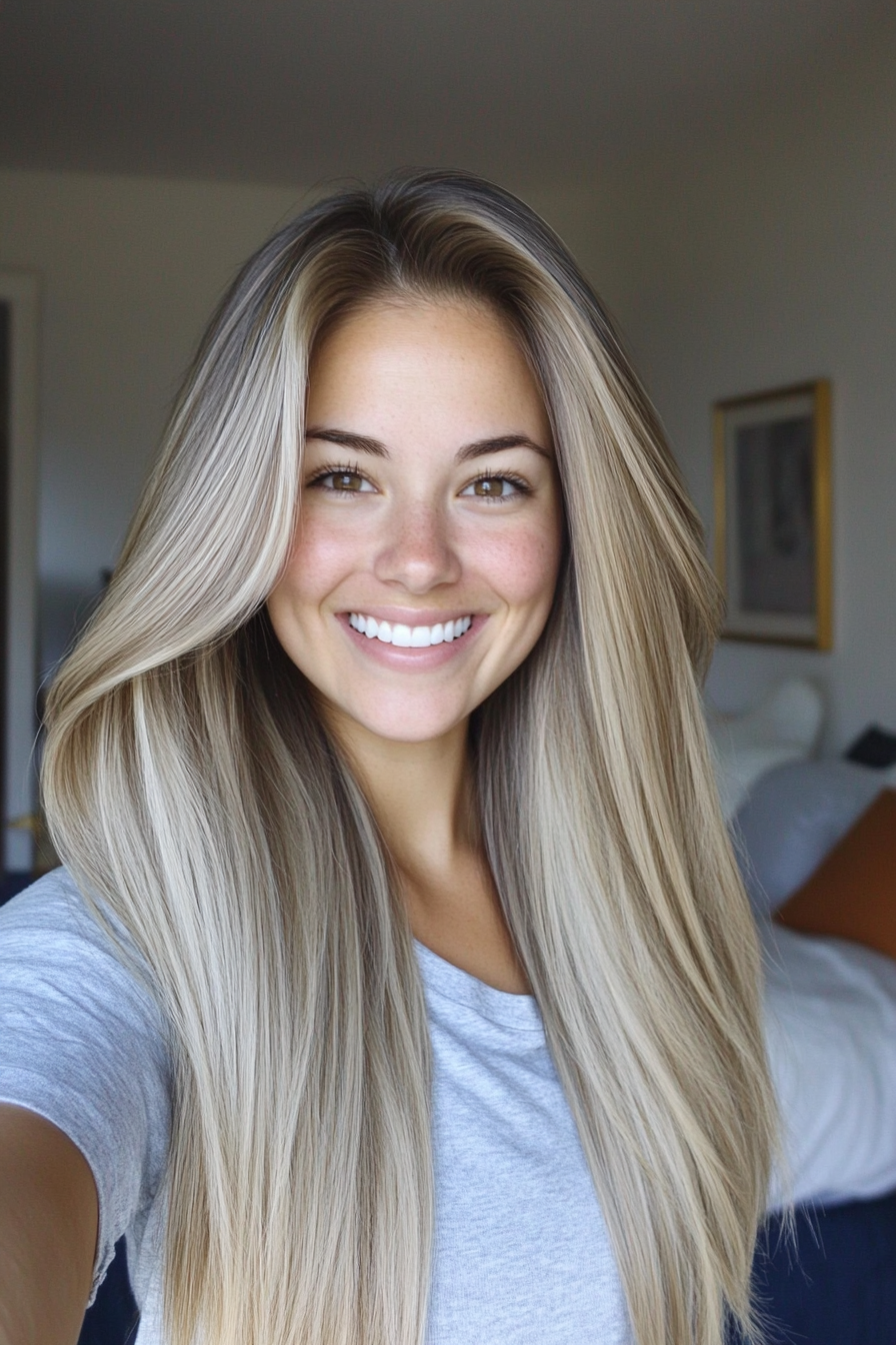 16. Ash Blonde Long Layers with Smooth Finish (Straight Hair Haircuts) - Straight Hair Haircuts