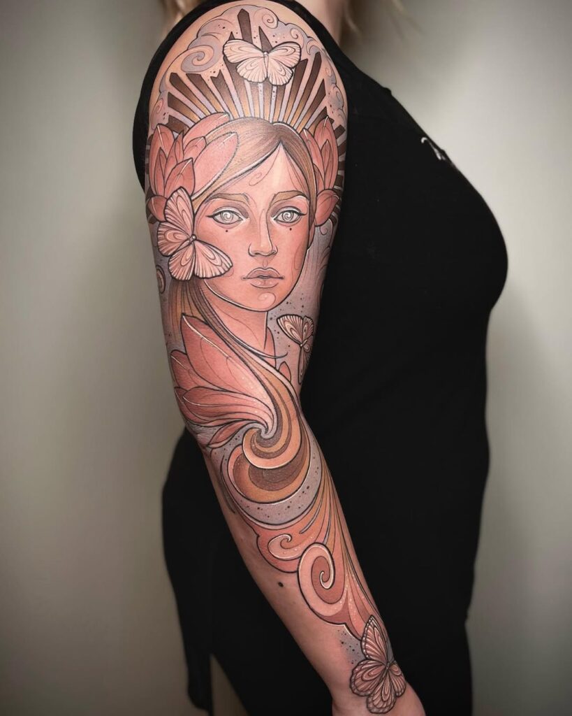 Neo Traditional Fairy Sleeve Tattoo