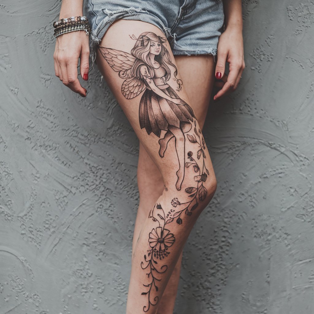 Fairy Leg Sleeve Tattoo