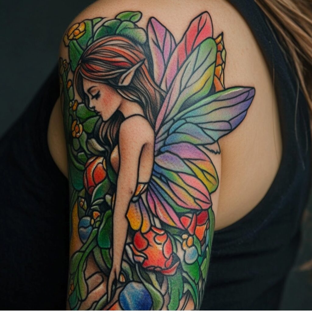 Marvelous Fairy Sleeve Tattoo
