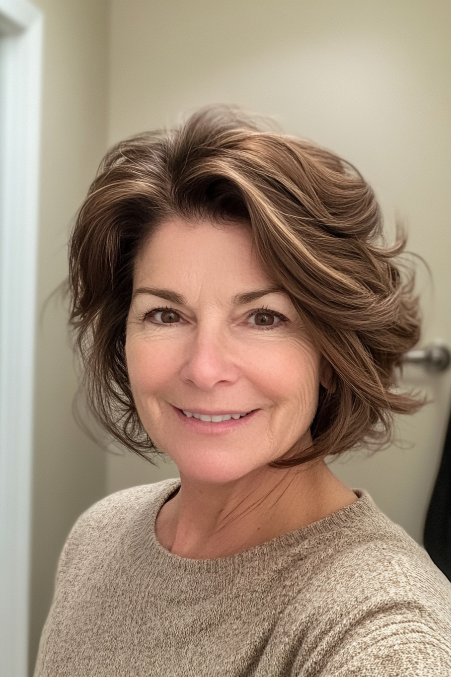 10. Voluminous Low Twist with Soft Mocha Undertones (Pulled Back Hairstyles For Women Over 40) - Pulled Back Hairstyles For Women Over 40