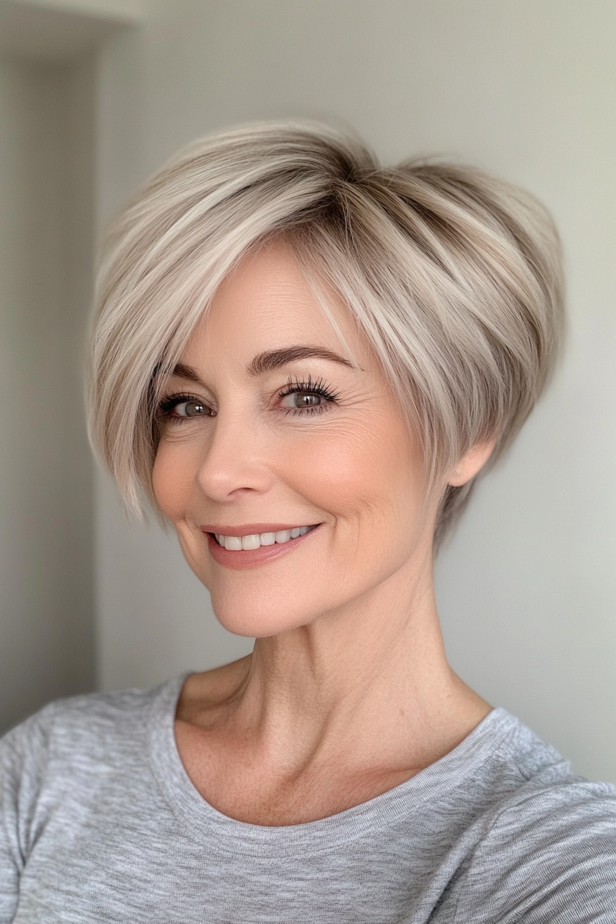 6. Champagne Blonde Swept Pixie (Pixie Haircuts For Women Over 60 With Thin Hair) - Pixie Haircuts For Women Over 60 With Thin Hair