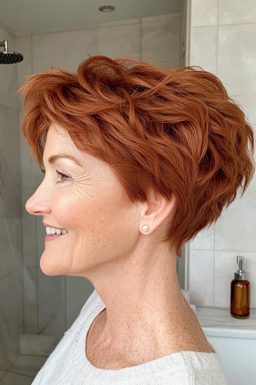10. Warm Auburn Textured Pixie (Pixie Haircuts For Women Over 60 With Thin Hair) - Pixie Haircuts For Women Over 60 With Thin Hair