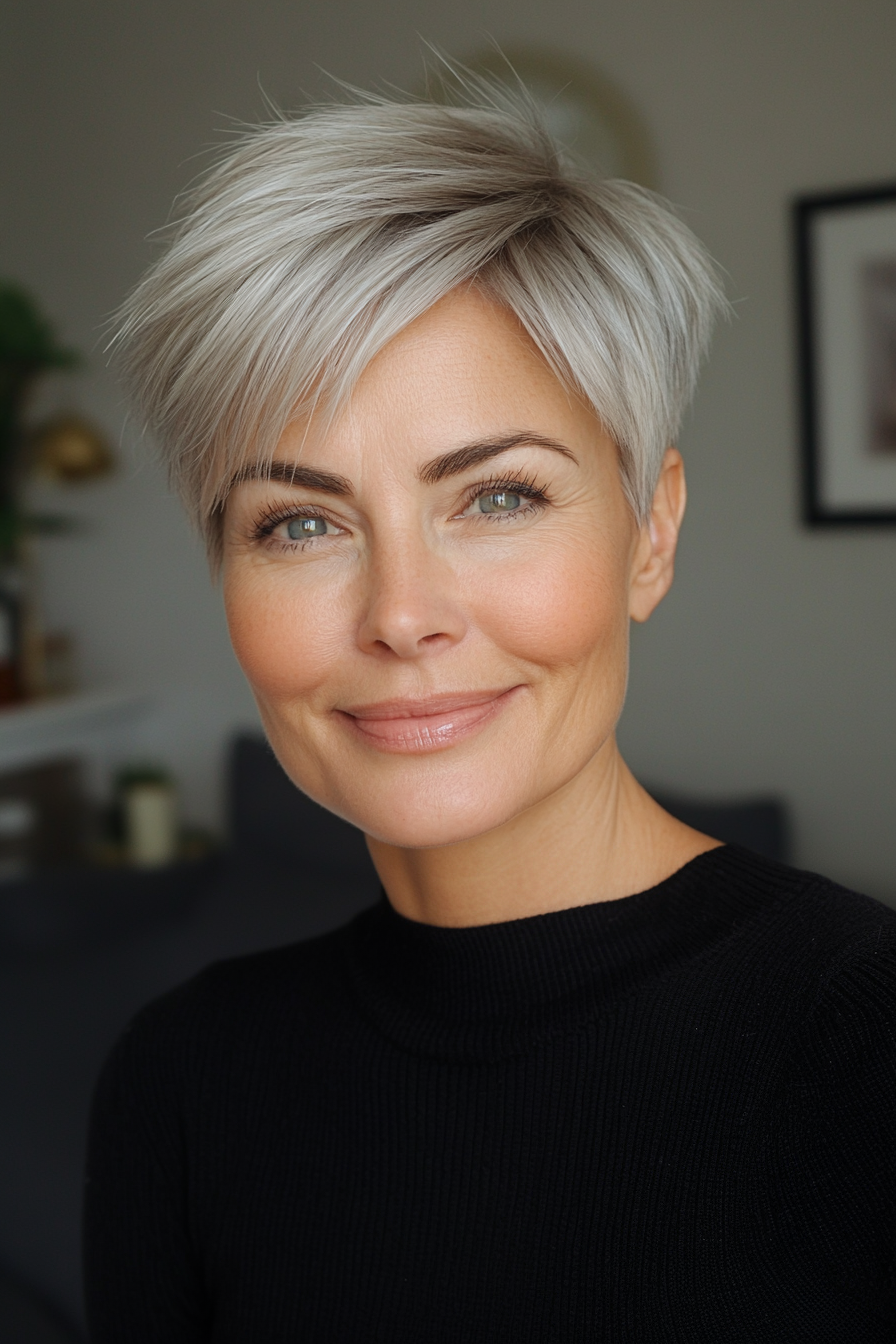 9. Platinum Cropped Pixie (Pixie Haircuts For Women Over 60 With Thin Hair) - Pixie Haircuts For Women Over 60 With Thin Hair