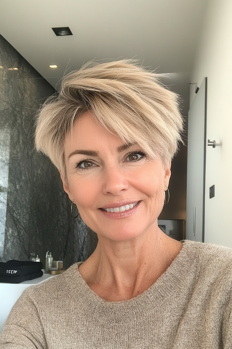 13. Beige Blonde Piecey Pixie (Pixie Haircuts For Women Over 60 With Thin Hair) - Pixie Haircuts For Women Over 60 With Thin Hair