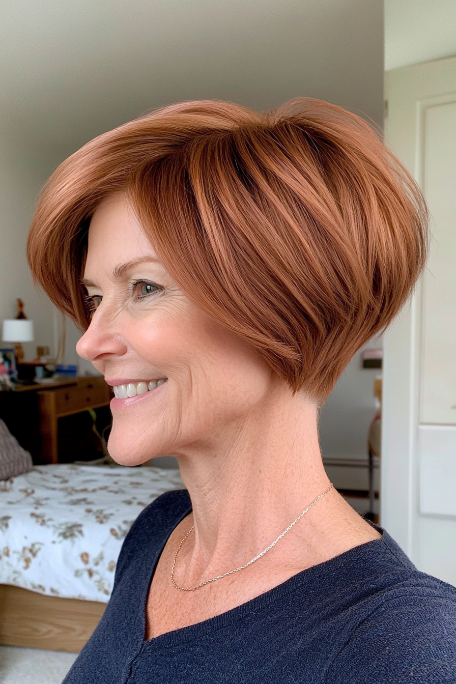 15. Muted Copper Swoop Pixie (Pixie Haircuts For Women Over 60 With Thin Hair) - Pixie Haircuts For Women Over 60 With Thin Hair