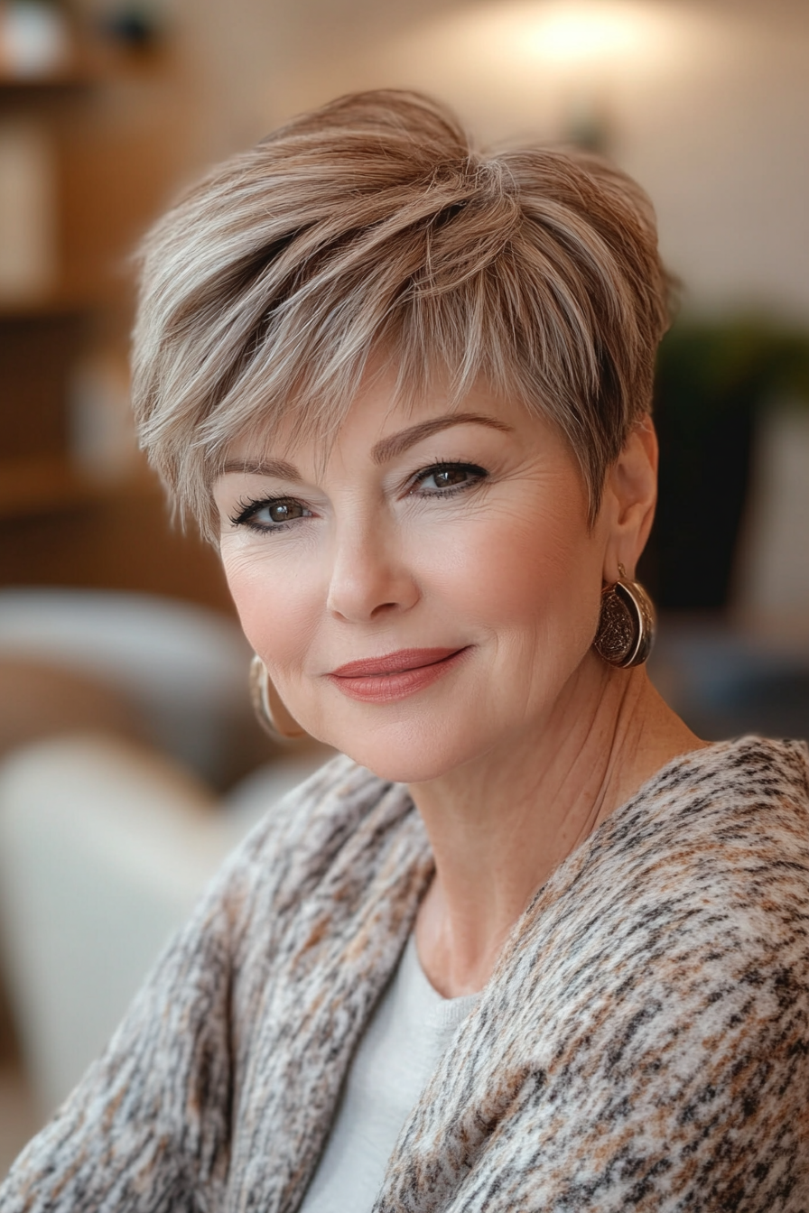 18. Soft Mocha Round Pixie (Pixie Haircuts For Women Over 60 With Thin Hair) - Pixie Haircuts For Women Over 60 With Thin Hair