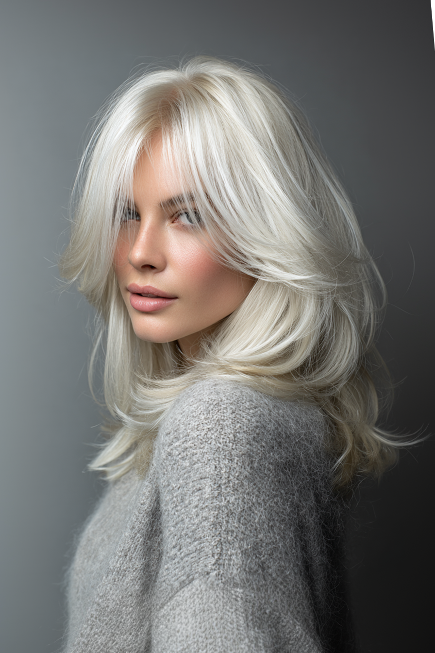 4. Feathered Layers with Icy Platinum (Layered Hairstyles) - Layered Hairstyles