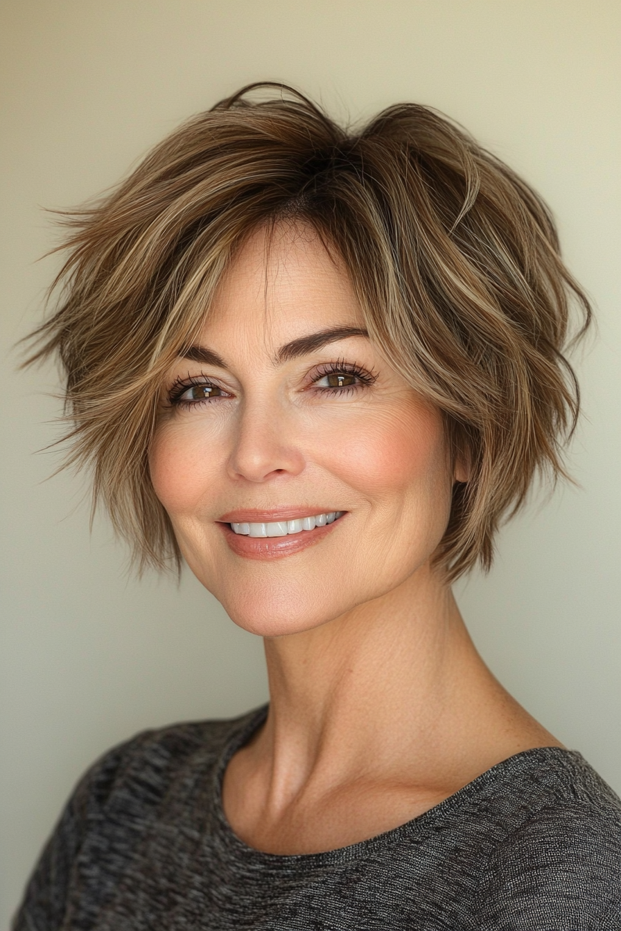 2. Feathered Crop with Light Chestnut Brown (Short Edgy Haircuts For Women Over 50) - Short Edgy Haircuts For Women Over 50