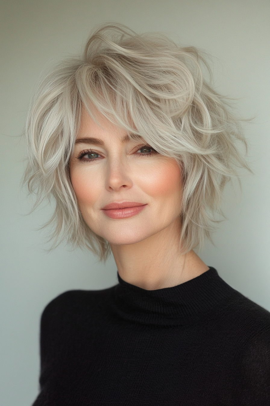 4. Tousled Short Shag with Sandy Blonde (Short Edgy Haircuts For Women Over 50) - Short Edgy Haircuts For Women Over 50