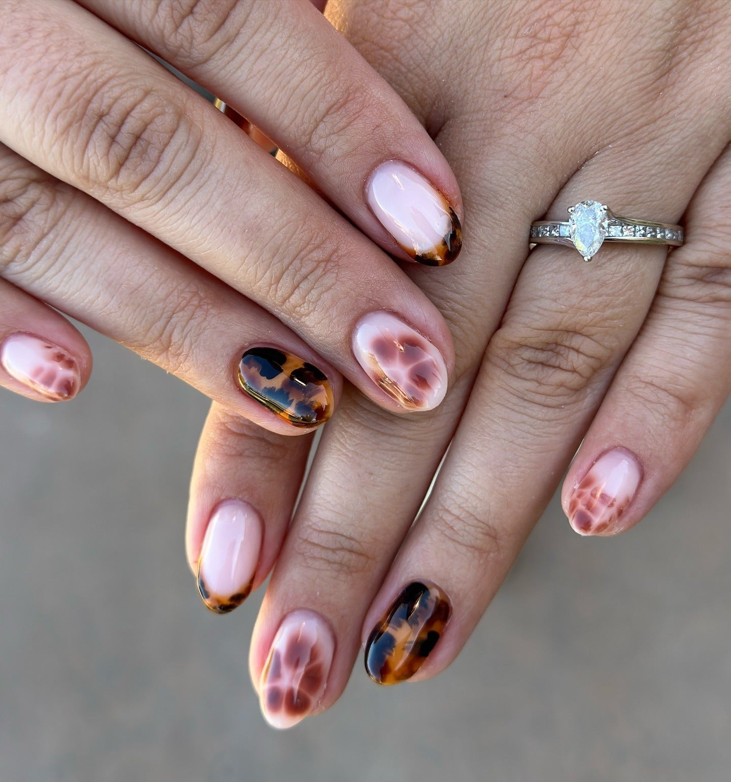 4. Subtle Tortoiseshell Fade (Thanksgiving Nail Ideas)