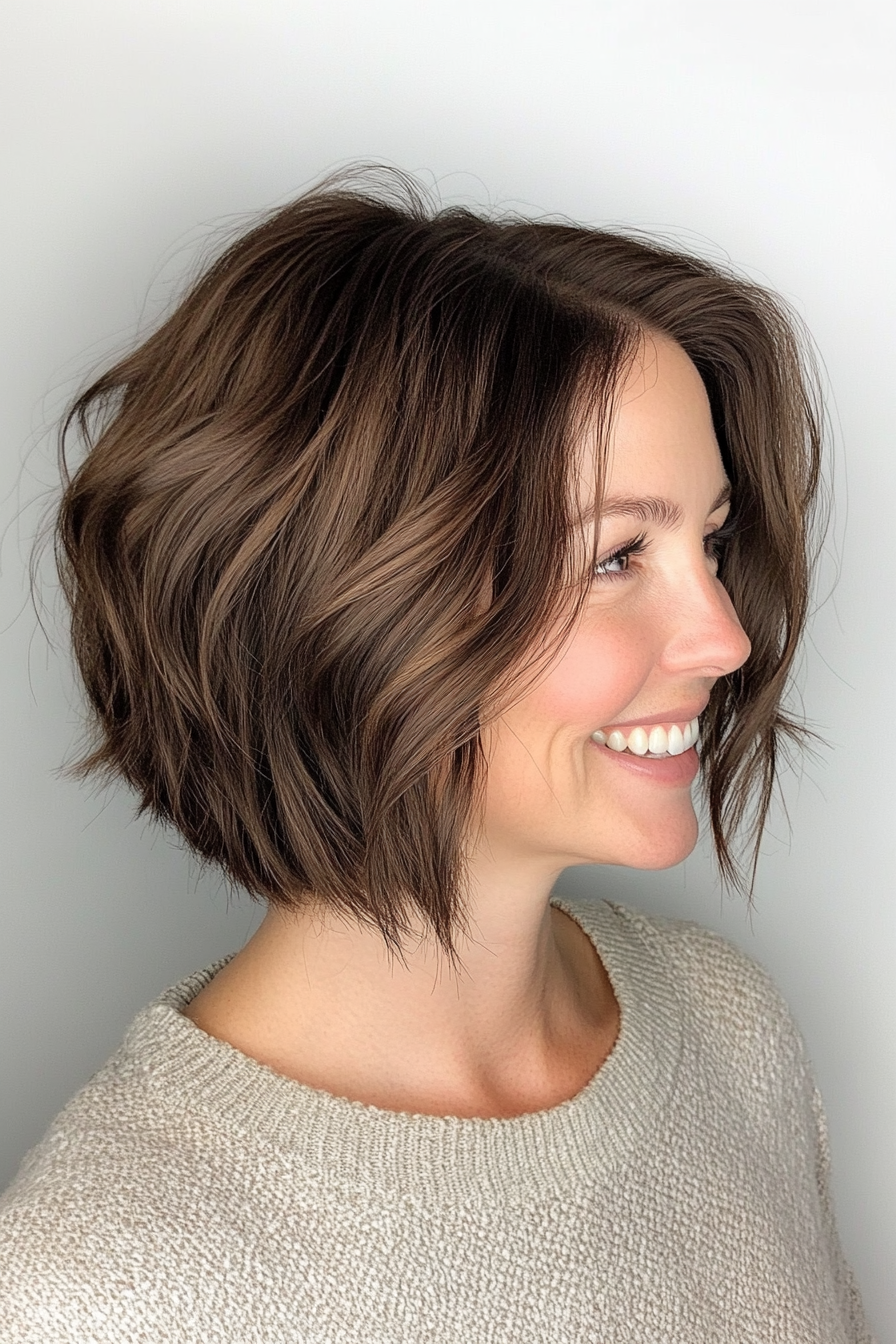 12. Choppy Bob with Espresso Brown Depth (Fun Haircut Ideas For Women Over 40) - Fun Haircut Ideas For Women Over 40