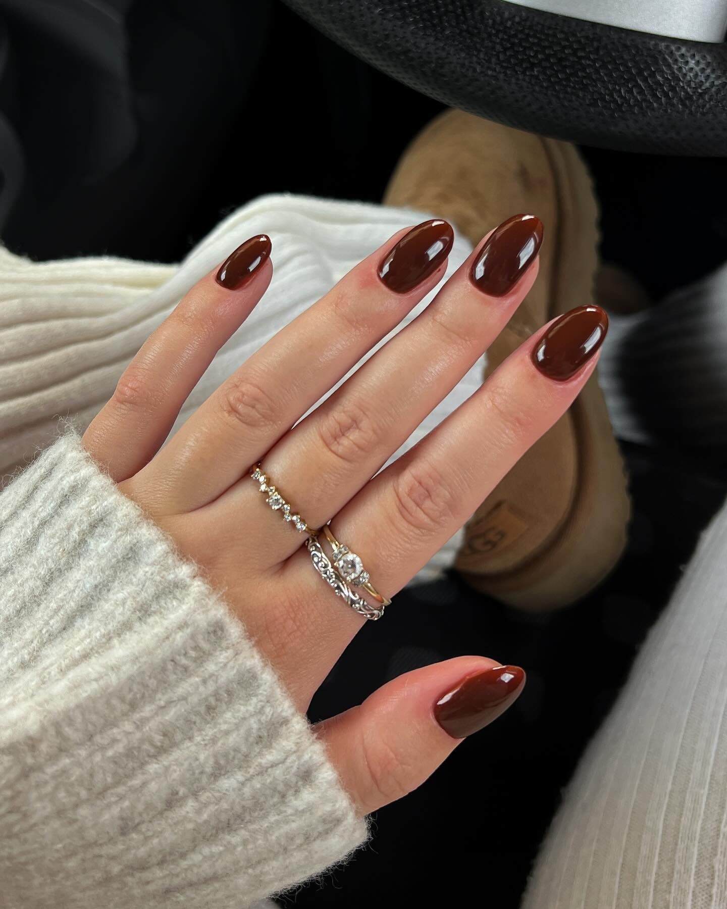 13. Deep Mocha Gloss (Brown Nail Ideas)