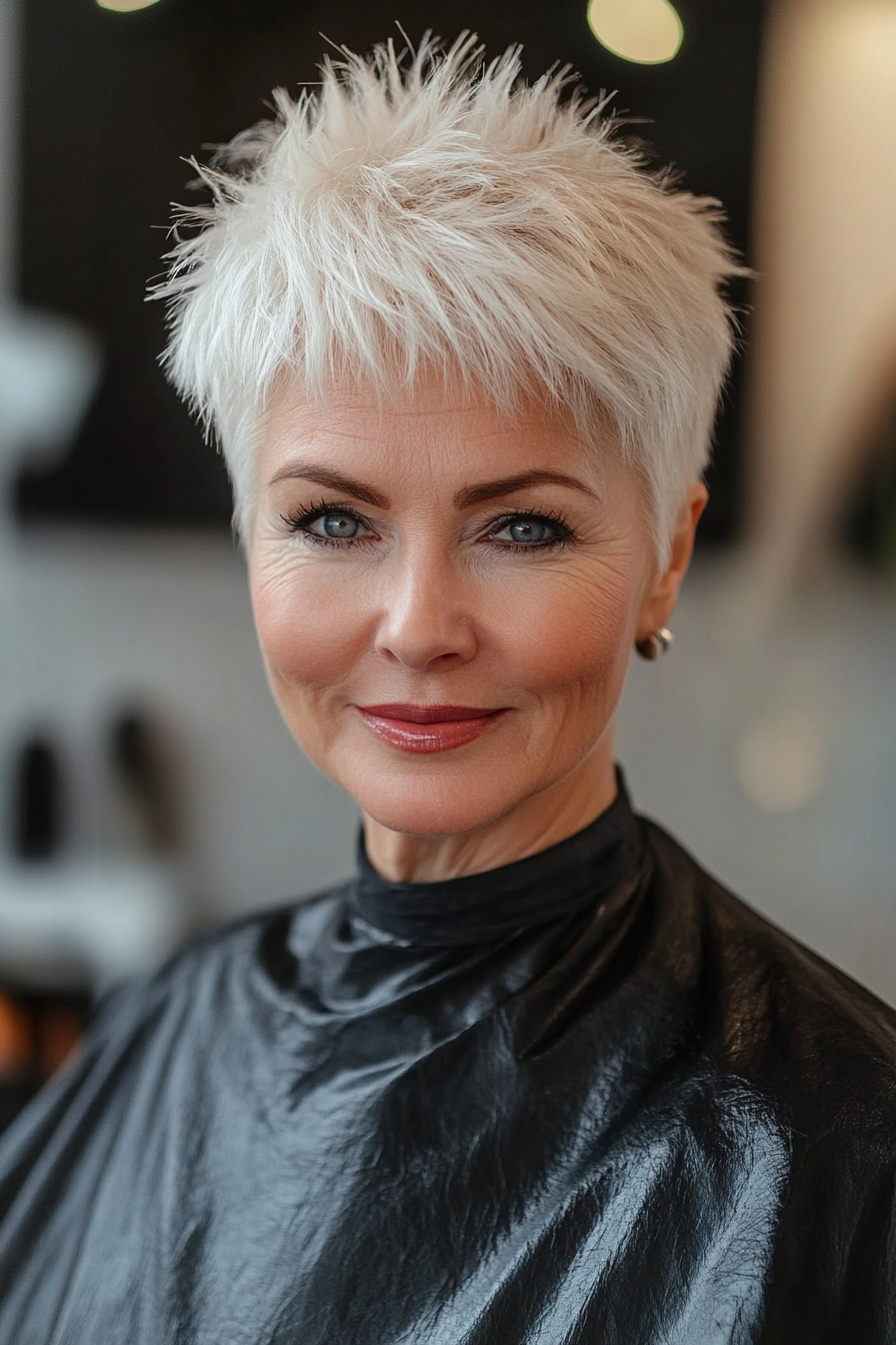 6. Icy Blonde Tapered Spiky Crop (Spiky Short Haircuts For Women Over 60) - Spiky Short Haircuts For Women Over 60