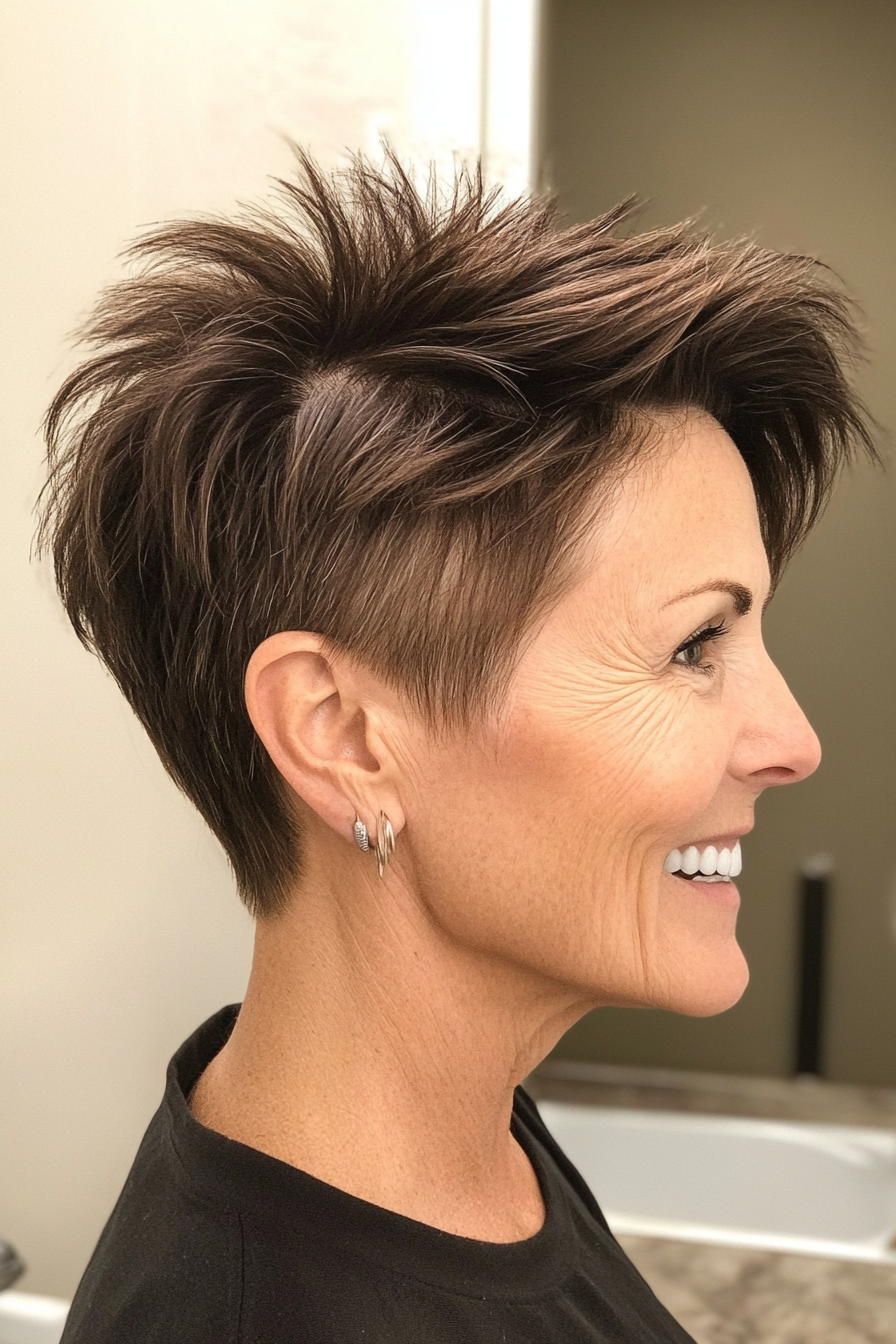 14. Brushed-Up Spiky Brunette Cut (Spiky Short Haircuts For Women Over 60) - Spiky Short Haircuts For Women Over 60