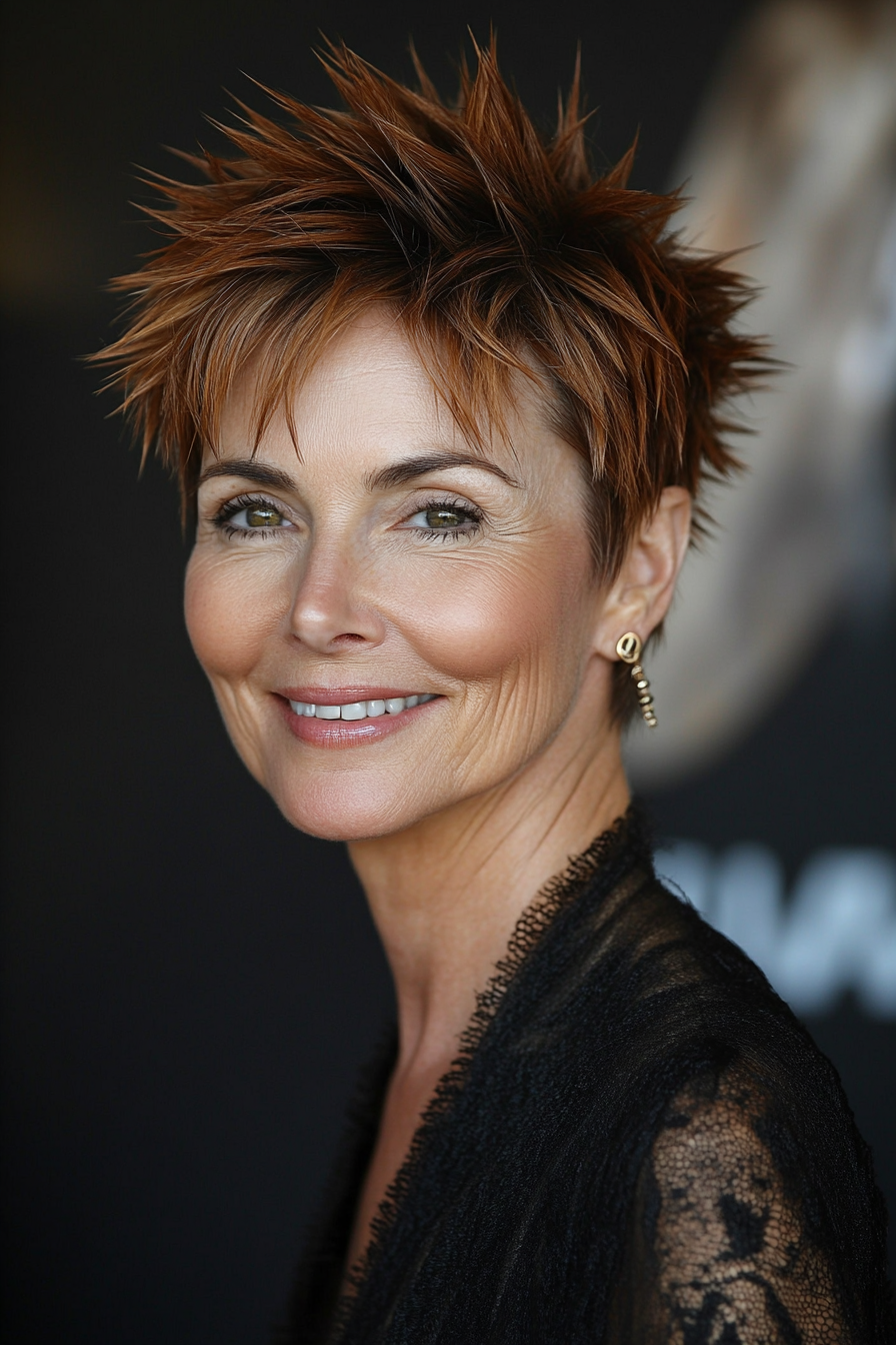 19. Cinnamon Brown Edgy Spiked Cut (Spiky Short Haircuts For Women Over 60) - Spiky Short Haircuts For Women Over 60