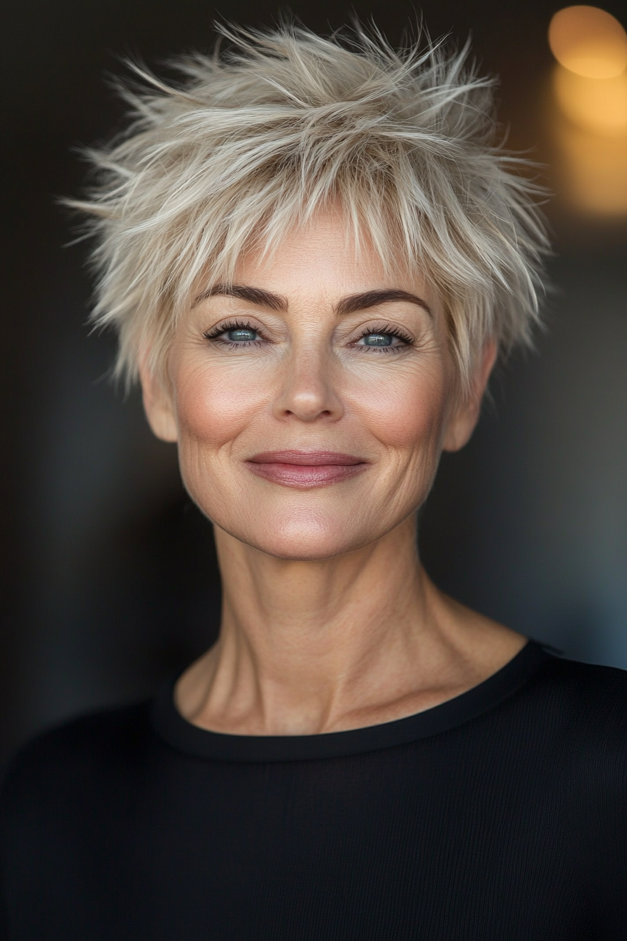 1. Textured Spiky Pixie with Sandy Blonde (Spiky Short Haircuts For Women Over 60) - Spiky Short Haircuts For Women Over 60